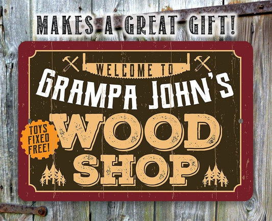 Personalized - Wood Shop - Metal Sign | Lone Star Art.