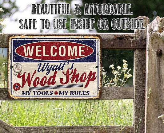 Personalized - Wood Shop - Metal Sign | Lone Star Art.