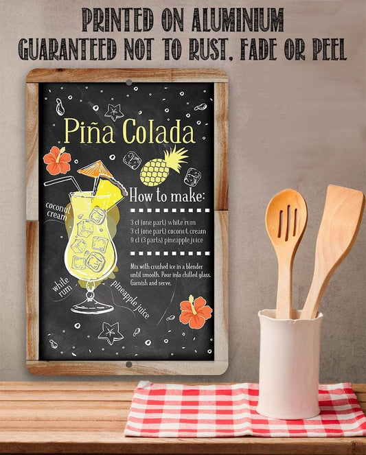 Pina Colada Bar Recipe - Metal Sign | Lone Star Art.
