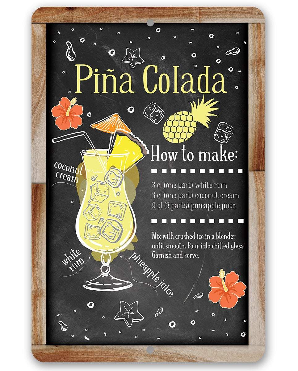 Pina Colada Bar Recipe - Metal Sign | Lone Star Art.