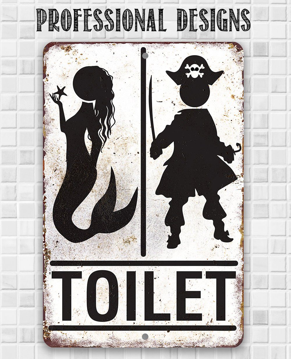 Pirate Mermaid Toilet - Metal Sign | Lone Star Art.