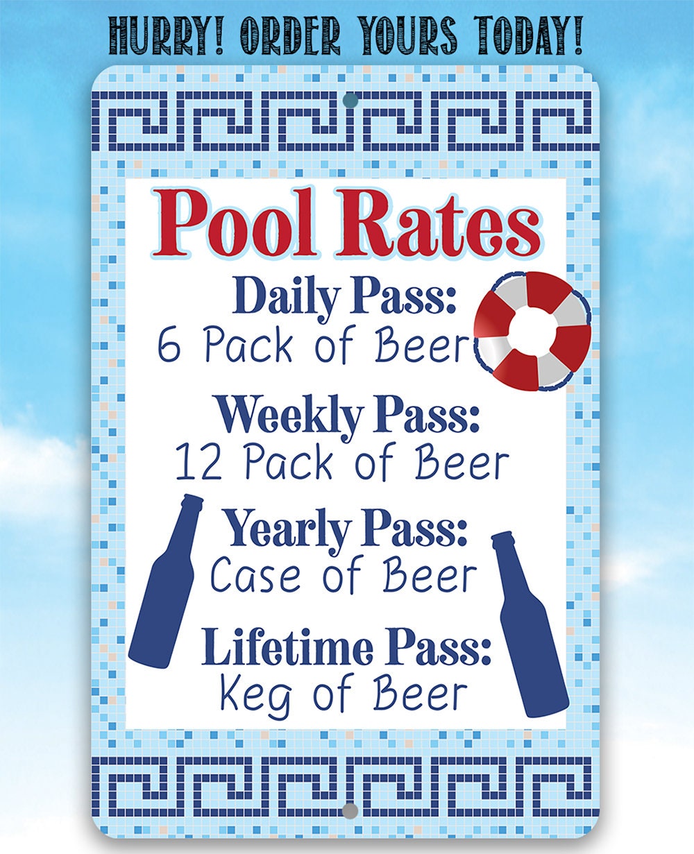 Pool Rates - 8" x 12" or 12" x 18" Aluminum Tin Awesome Metal Poster Lone Star Art 