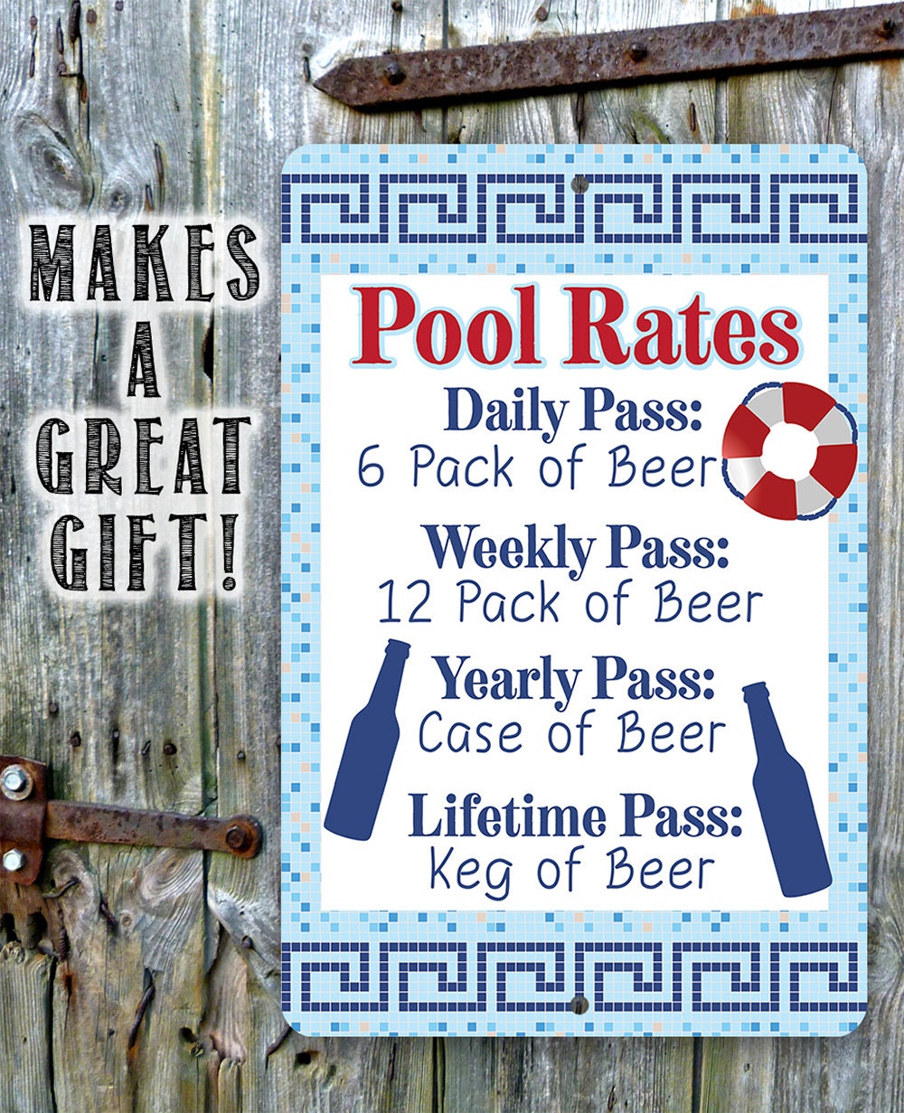 Pool Rates - 8" x 12" or 12" x 18" Aluminum Tin Awesome Metal Poster Lone Star Art 