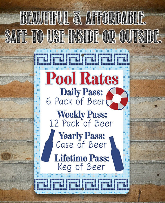 Pool Rates - 8" x 12" or 12" x 18" Aluminum Tin Awesome Metal Poster Lone Star Art