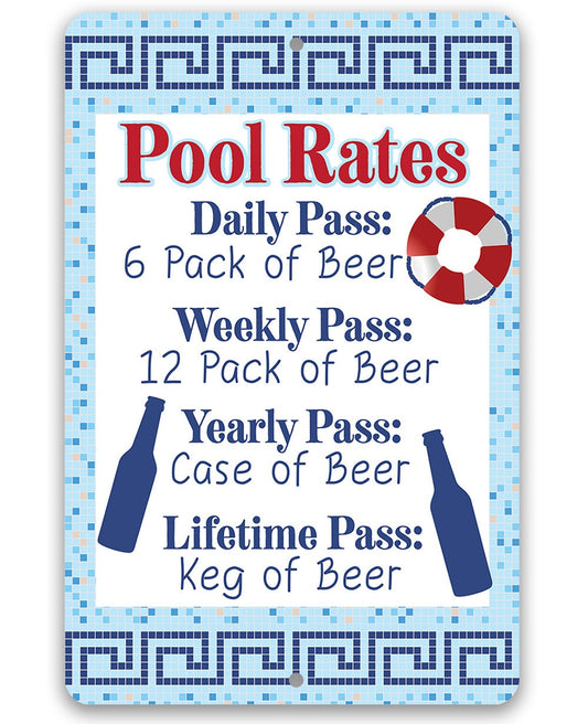 Pool Rates - 8" x 12" or 12" x 18" Aluminum Tin Awesome Metal Poster Lone Star Art