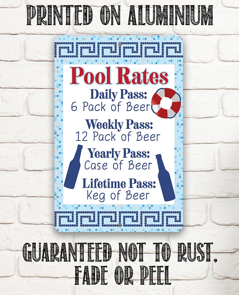 Pool Rates - 8" x 12" or 12" x 18" Aluminum Tin Awesome Metal Poster Lone Star Art 