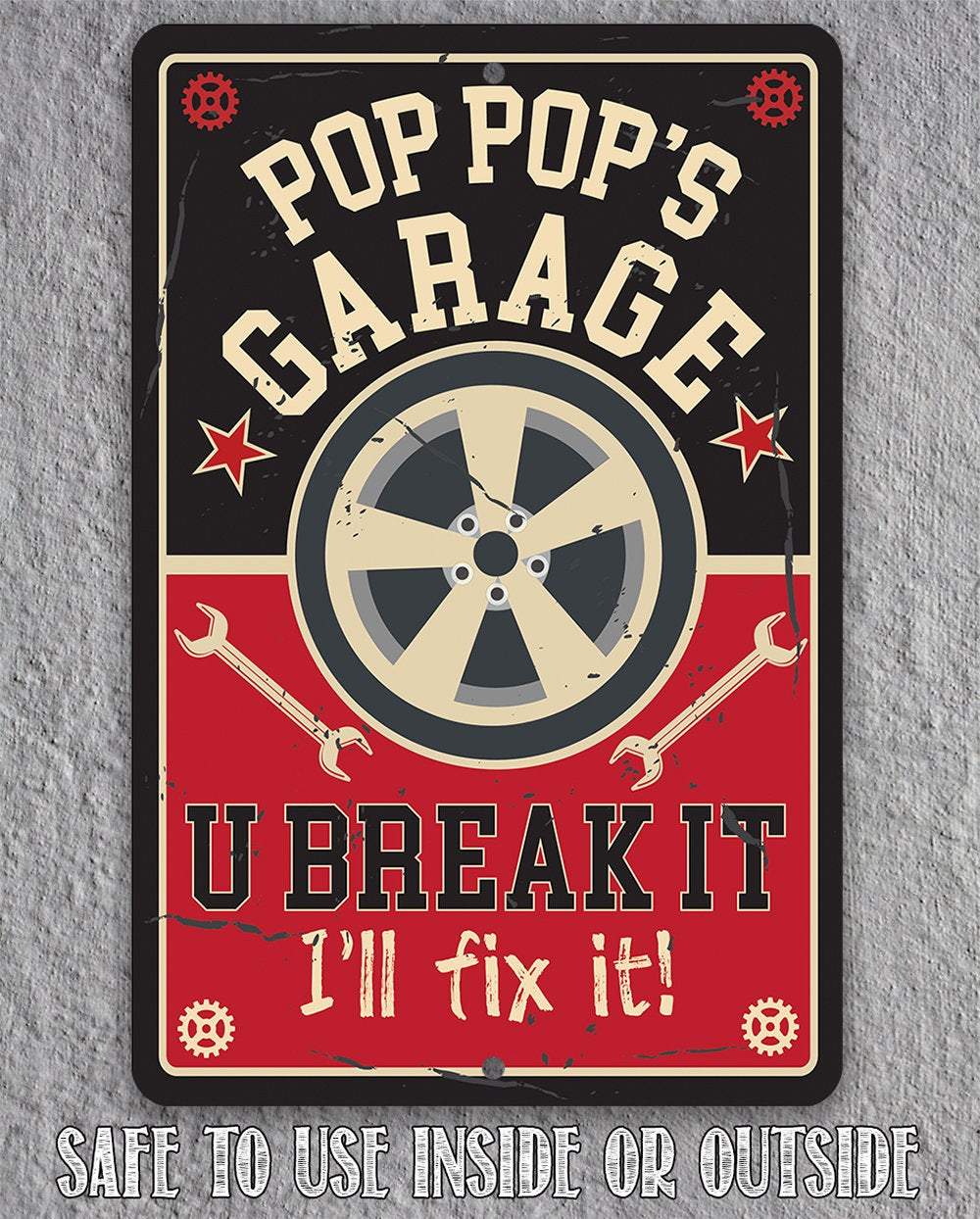 Pop Pop's Garage - Metal Sign | Lone Star Art.