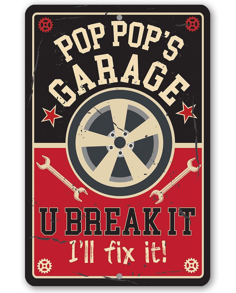 Pop Pop's Garage - Metal Sign | Lone Star Art.