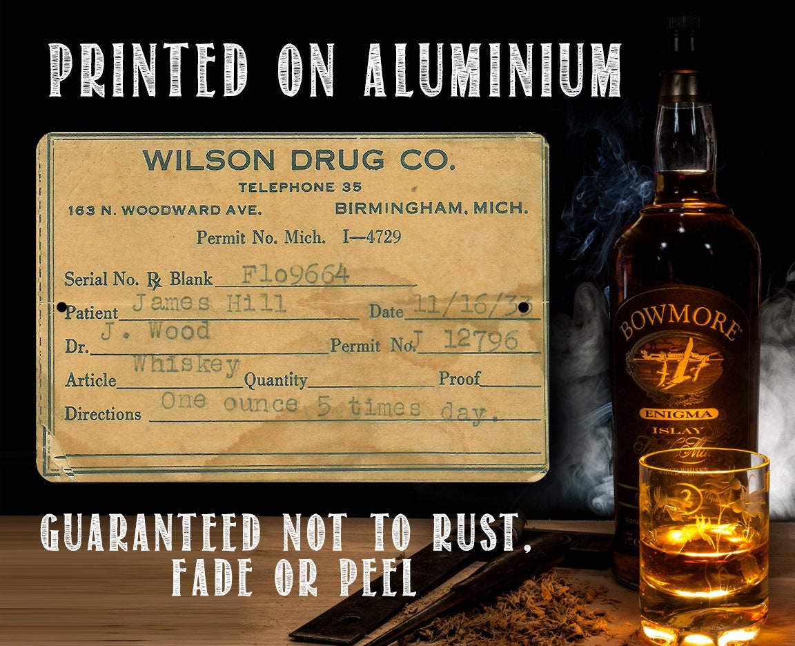 Prohibition Whiskey Prescription - Metal Sign Metal Sign Lone Star Art 