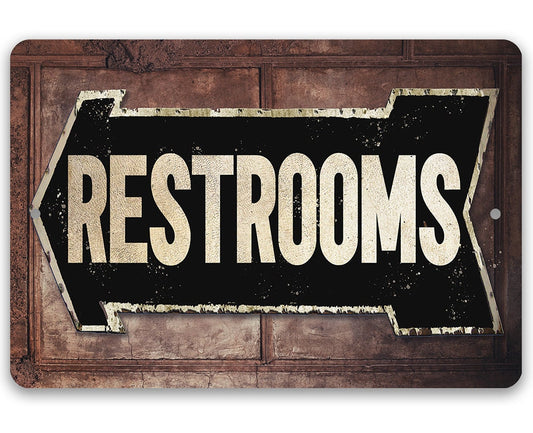 Rest Room - Left or Right - 8" x 12" or 12" x 18" Aluminum Tin Awesome Metal Poster Lone Star Art 8 x 12 Left 