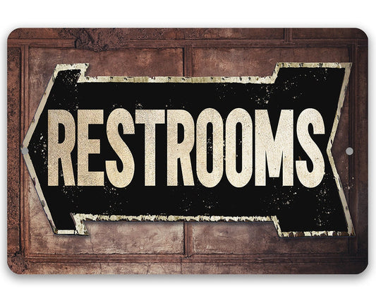 Rest Room - Left or Right - 8" x 12" or 12" x 18" Aluminum Tin Awesome Metal Poster Lone Star Art 8 x 12 Left