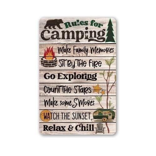 Rules for Camping - Metal Sign | Lone Star Art.