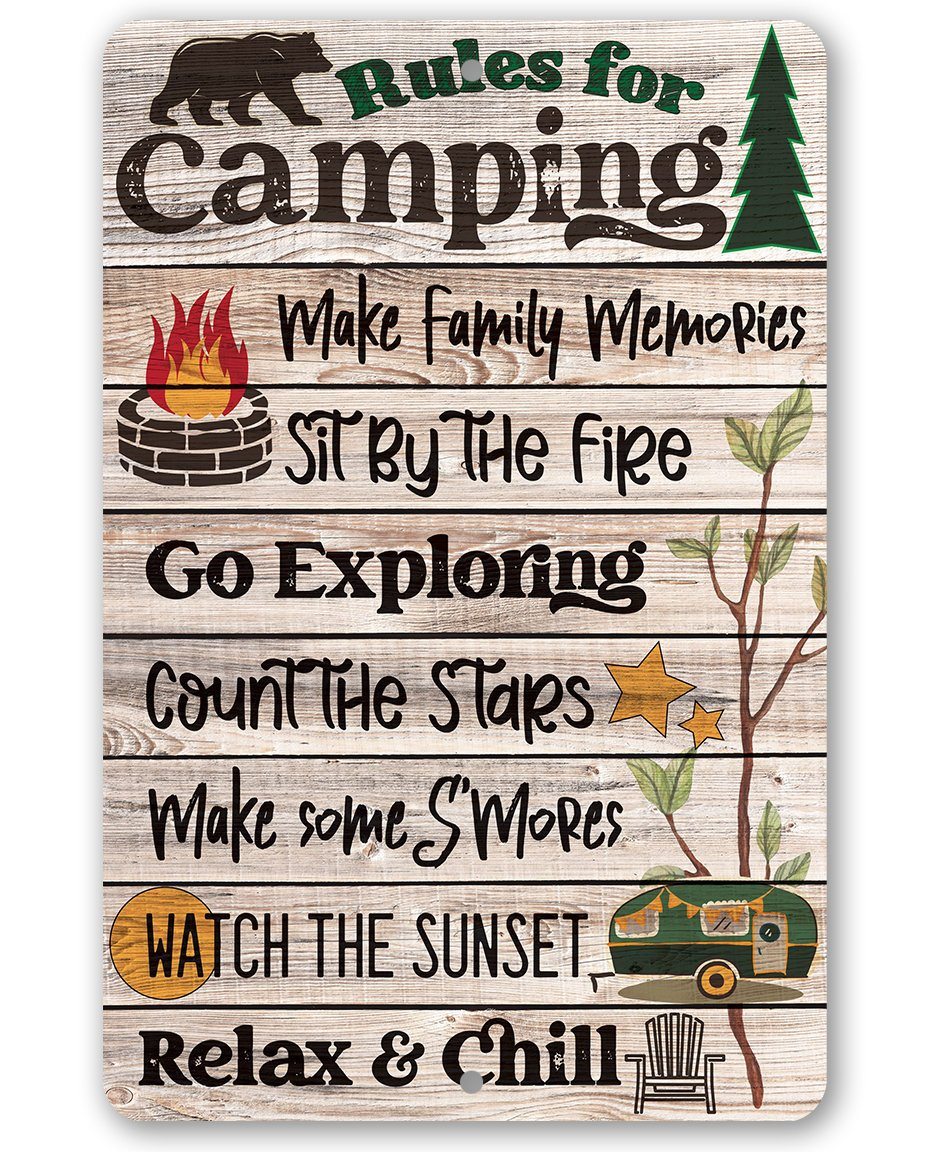 Rules for Camping - Metal Sign | Lone Star Art.