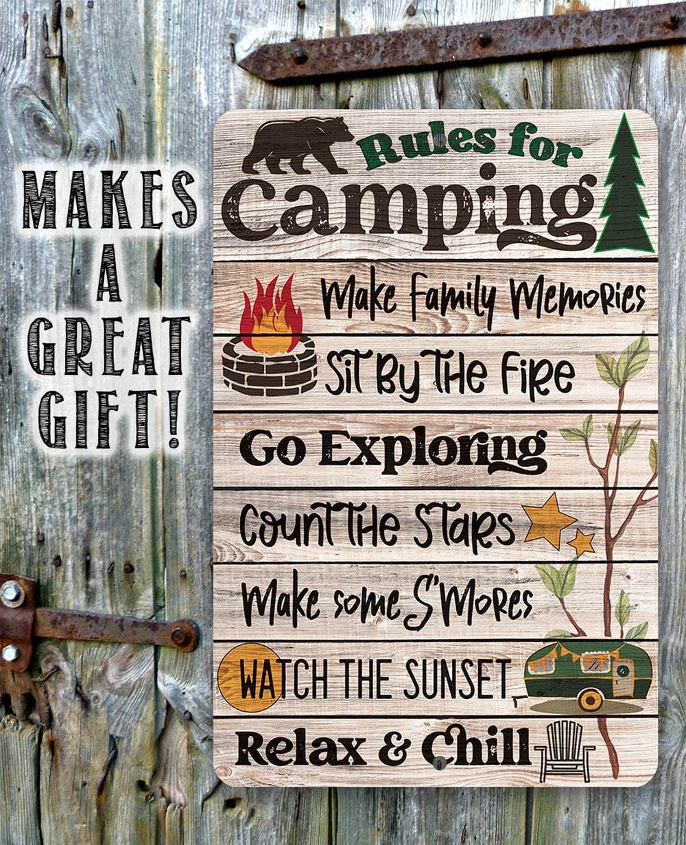 Rules for Camping - Metal Sign | Lone Star Art.