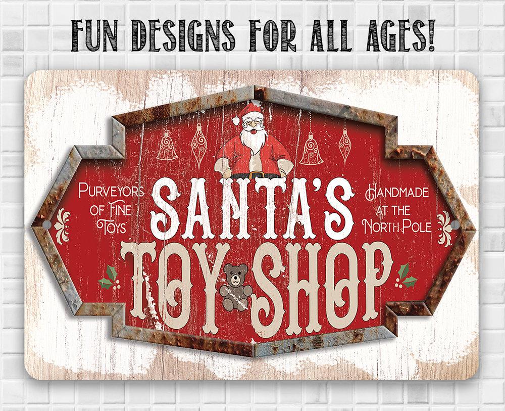Santa's Toy Shop - Metal Sign | Lone Star Art.