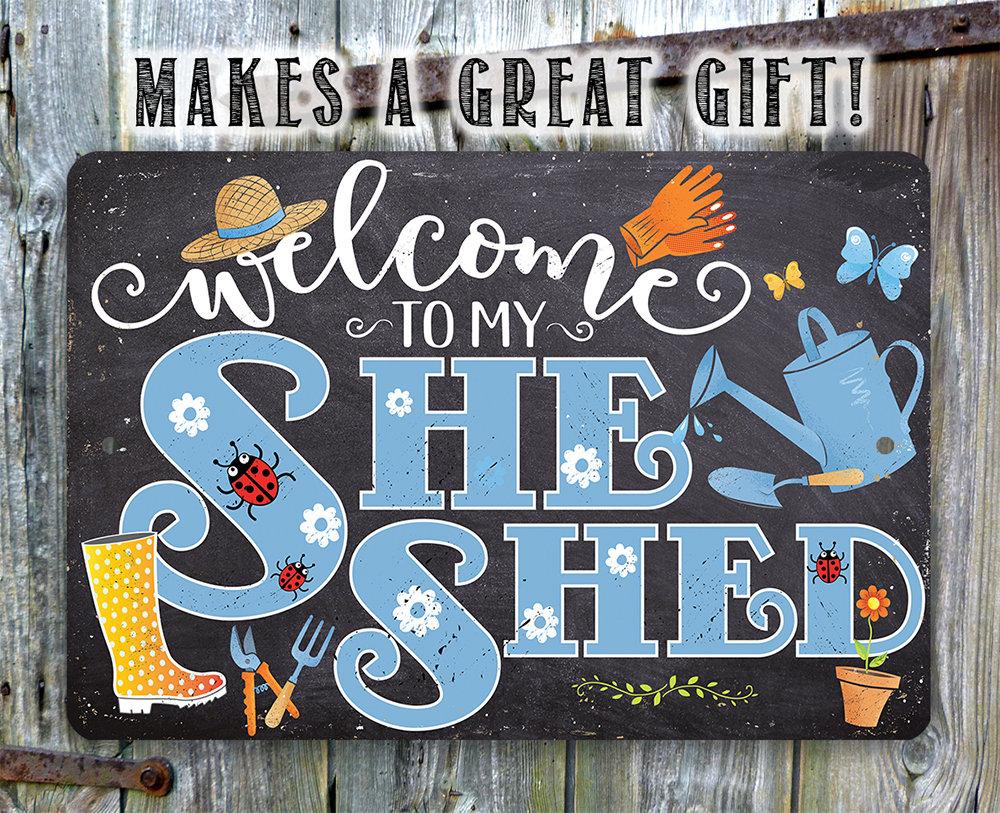 She Shed - Blue - Metal Sign | Lone Star Art.