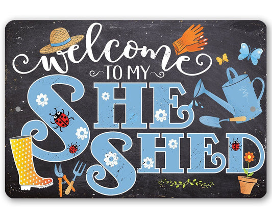 She Shed - Blue - Metal Sign | Lone Star Art.