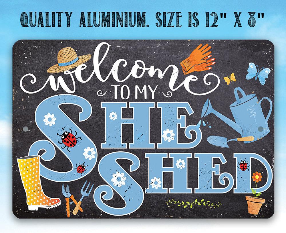 She Shed - Blue - Metal Sign | Lone Star Art.