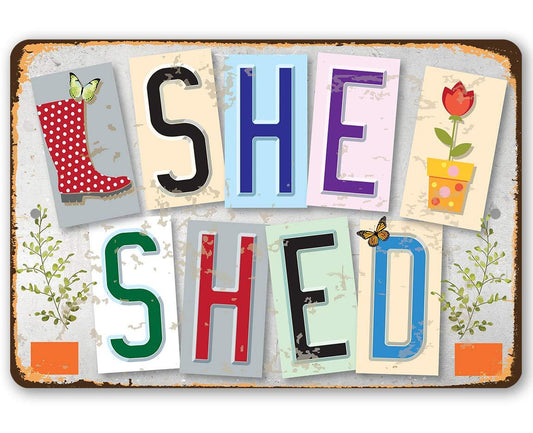 She Shed - Metal Sign | Lone Star Art.