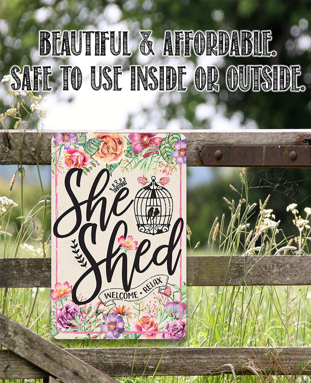 Pink Metallic Sign She Shed - Pink - Metal Sign | Lone Star Art.