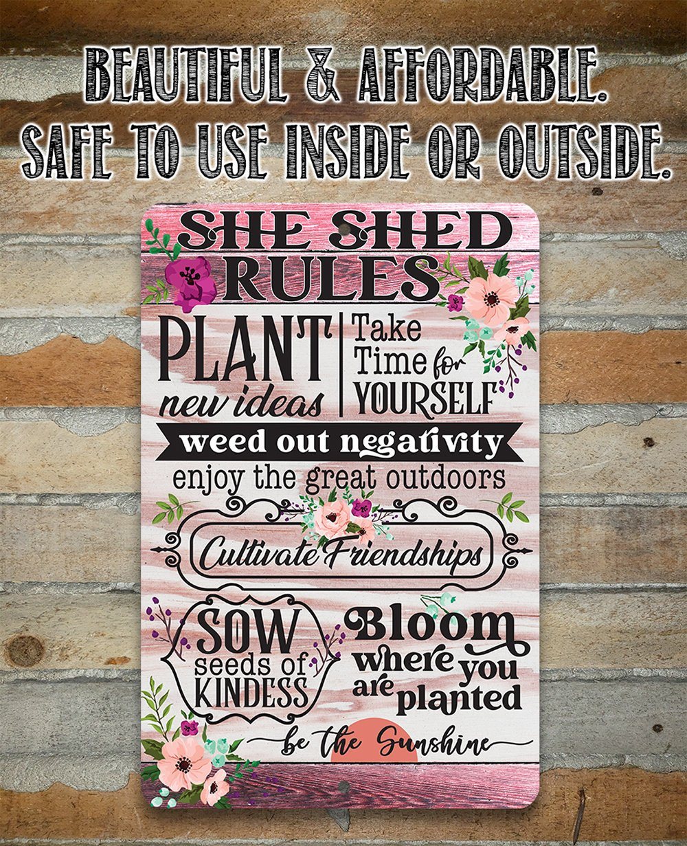 She Shed Rules - Metal Sign | Lone Star Art.