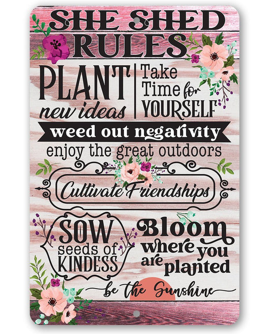 She Shed Rules - Metal Sign | Lone Star Art.