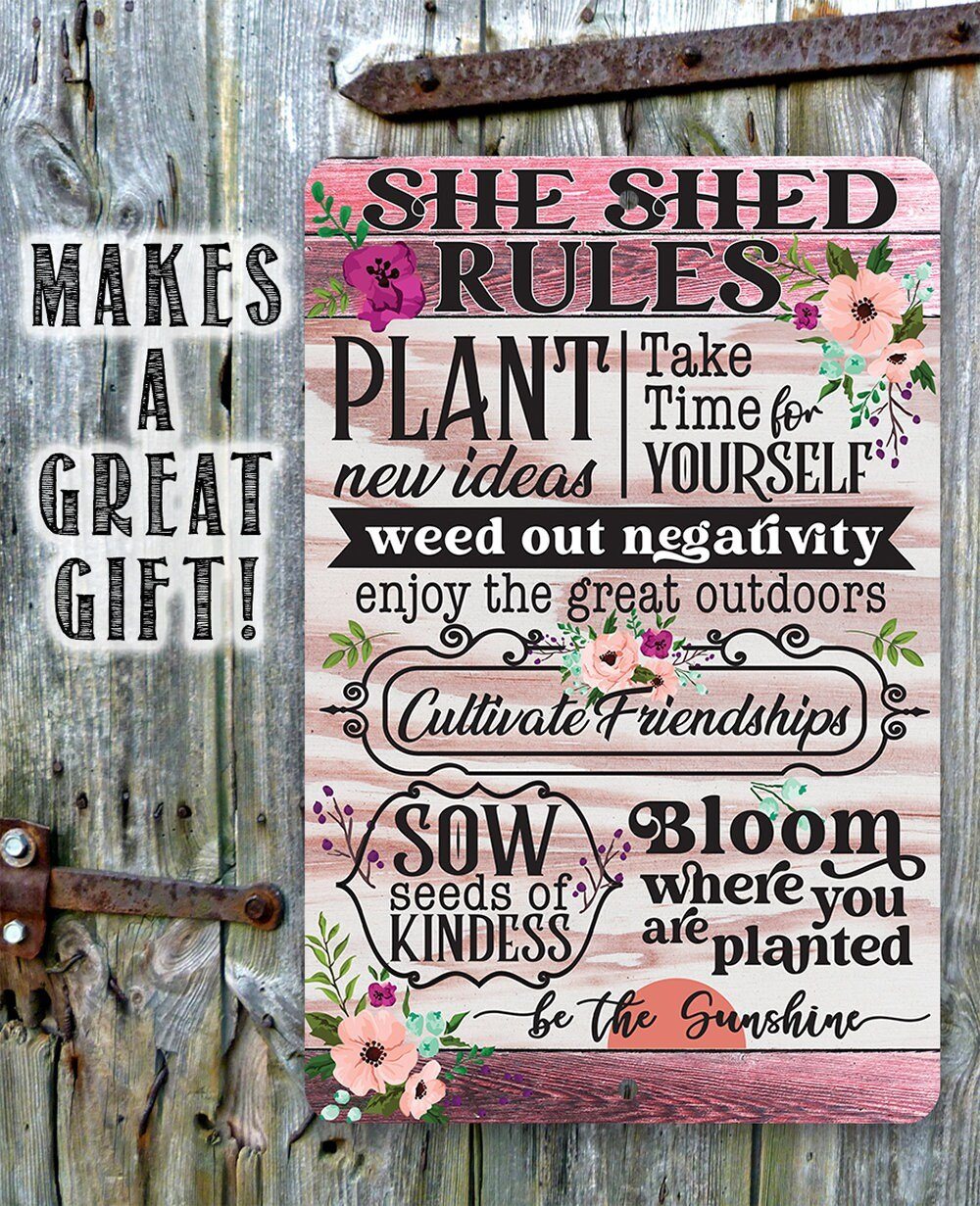 She Shed Rules - Metal Sign | Lone Star Art.