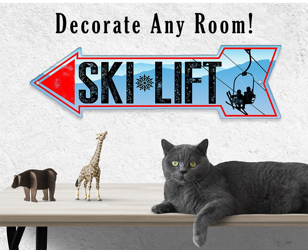 Ski Lift - Directional Arrow - Metal Sign Metal Sign Lone Star Art