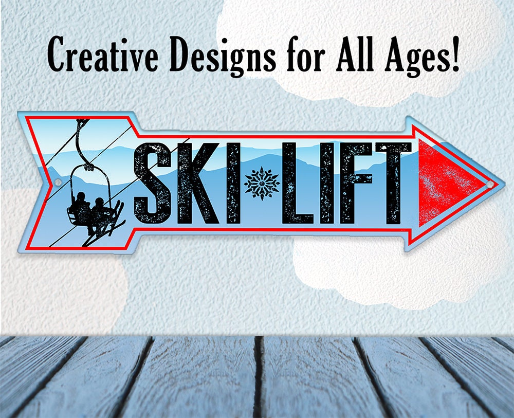 Ski Lift - Directional Arrow - Metal Sign Metal Sign Lone Star Art