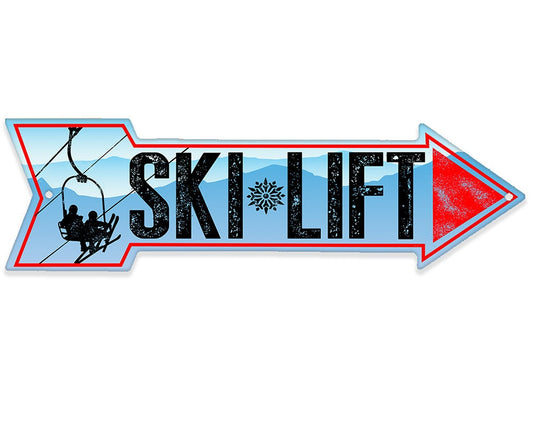 Ski Lift - Directional Arrow - Metal Sign Metal Sign Lone Star Art Pointing Right