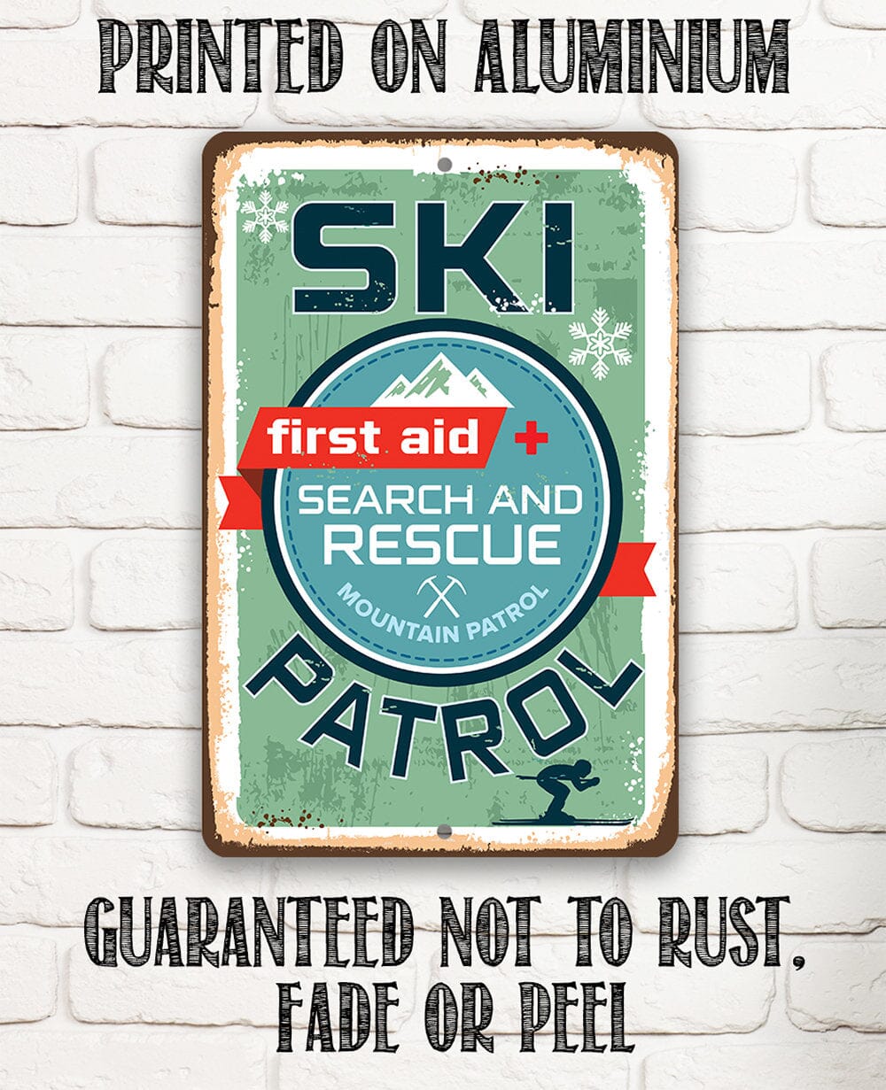 Ski Patrol First Aid Search and Rescue - Rustic Style Emergency Response Unit Sign 8" x 12" or 12" x 18" Aluminum Tin Awesome Metal Poster Lone Star Art 