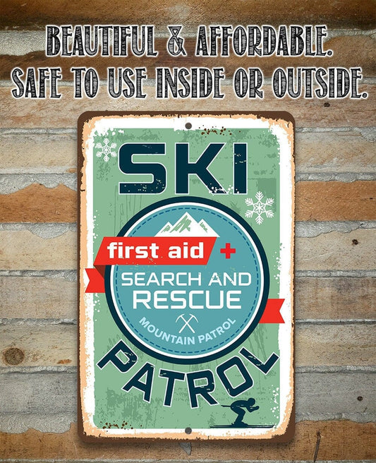 Ski Patrol First Aid Search and Rescue - Rustic Style Emergency Response Unit Sign 8" x 12" or 12" x 18" Aluminum Tin Awesome Metal Poster Lone Star Art