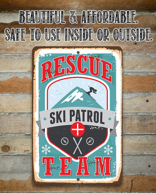 Ski Patrol Rescue Team - Rustic Style Emergency Response Unit Sign 8" x 12" or 12" x 18" Aluminum Tin Awesome Metal Poster Lone Star Art 