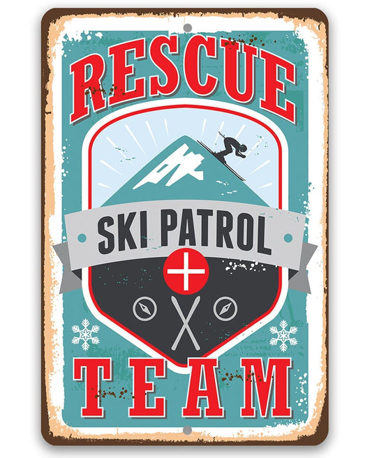 Ski Patrol Rescue Team - Rustic Style Emergency Response Unit Sign 8" x 12" or 12" x 18" Aluminum Tin Awesome Metal Poster Lone Star Art