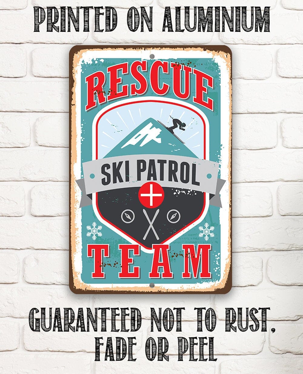 Ski Patrol Rescue Team - Rustic Style Emergency Response Unit Sign 8" x 12" or 12" x 18" Aluminum Tin Awesome Metal Poster Lone Star Art 