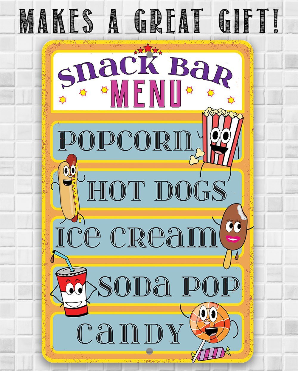 Snack Bar Menu - Metal Sign - 12 x 18 - Lone Star Art snack-bar-menu-metal-sign-12-x-18-lone-star-art