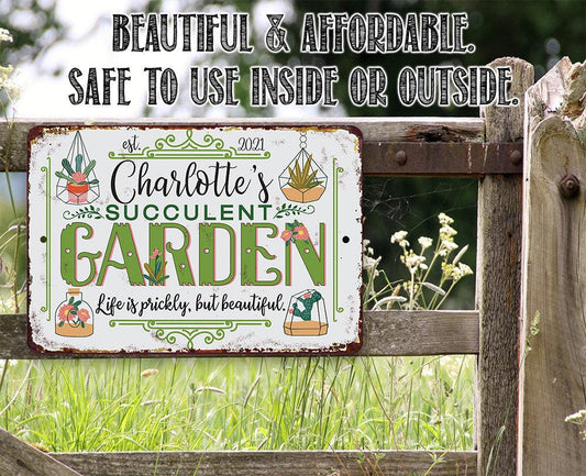 Personalized - Succulent Garden - Metal Sign | Lone Star Art.