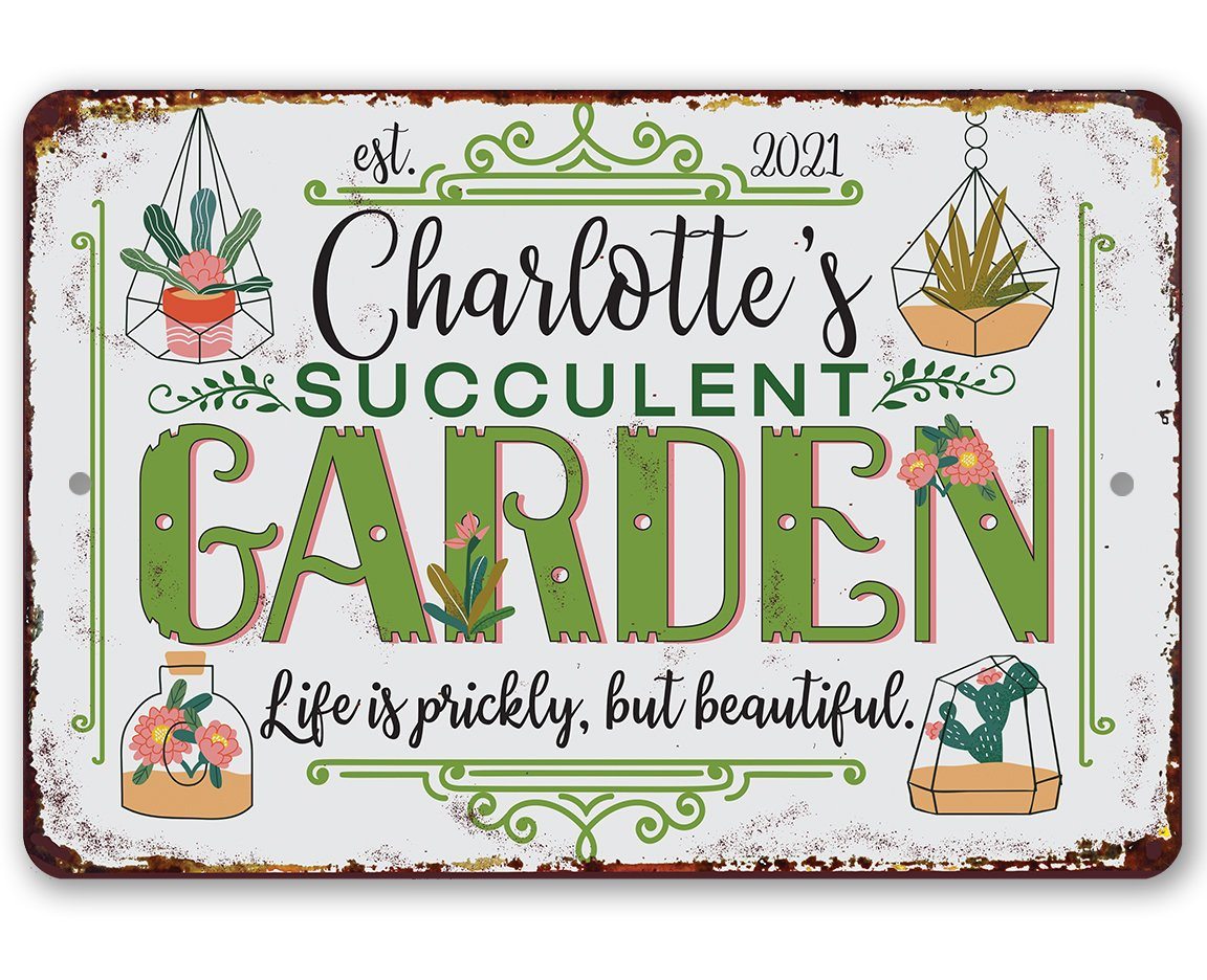 succulent garden sign succulent-garden-metal-sign -8-x-12-or-12-x-18-aluminum-tin-awesome-metal-poster-lone-star-art-565583.jpg