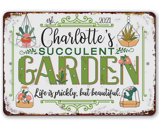 Personalized - Succulent Garden - Metal Sign | Lone Star Art.