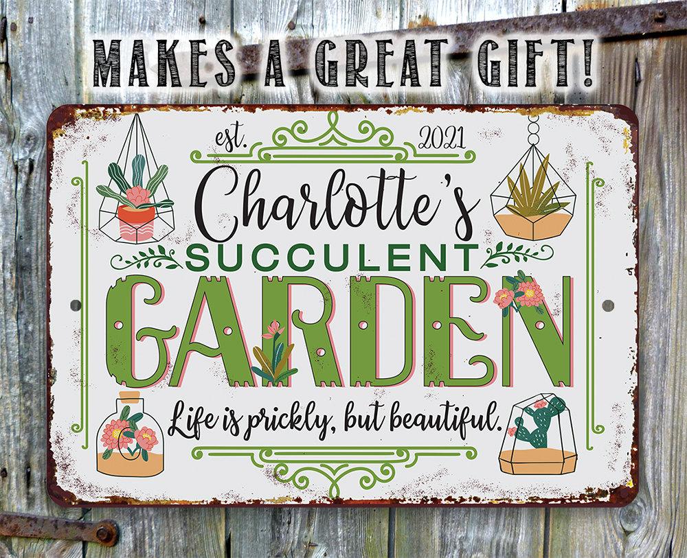 Personalized - Succulent Garden - Metal Sign | Lone Star Art.