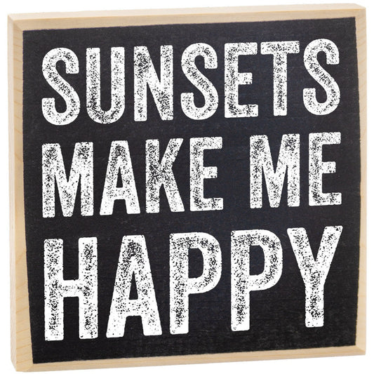 Sunsets Make Me Happy - Rustic Wooden Sign - Makes a Great Gift Under 15 Dollars Lone Star Art