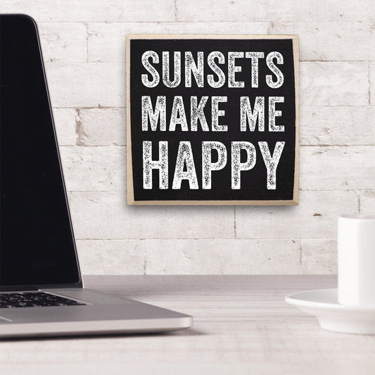 Sunsets Make Me Happy - Rustic Wooden Sign - Makes a Great Gift Under 15 Dollars Lone Star Art