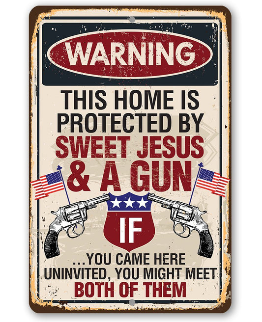 Sweet Jesus And A Gun - Metal Sign | Lone Star Art.
