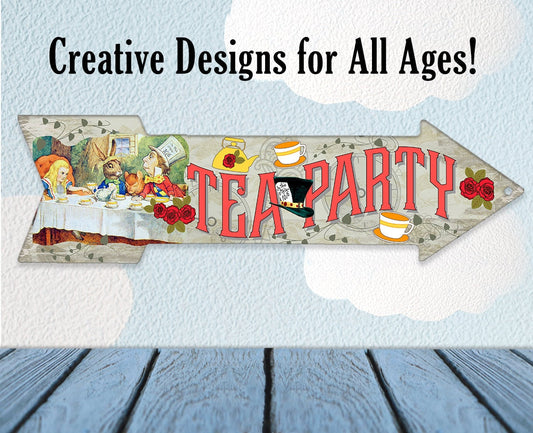 Tea Party - Directional Arrow - Metal Sign Metal Sign Lone Star Art