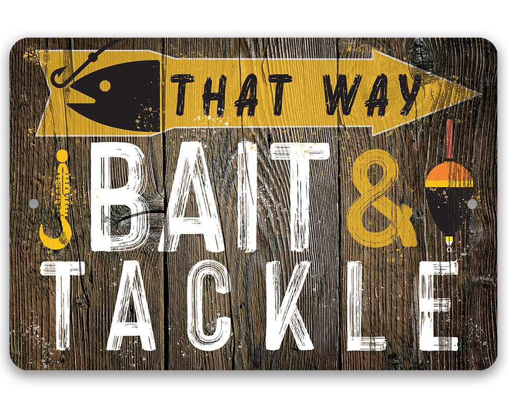 That Way, Bait & Tackle - Directional - Metal Sign - Lone Star Art