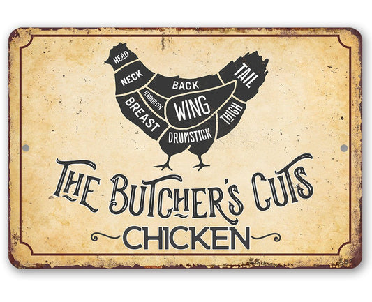 The Butcher's Cut CHICKEN - Metal Sign | Lone Star Art.