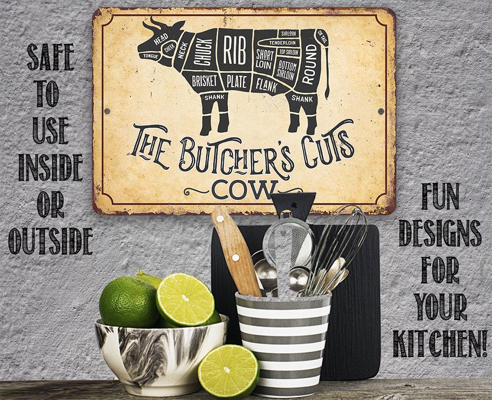 The Butcher's Cut COW - Metal Sign | Lone Star Art.
