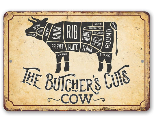 The Butcher's Cut COW - Metal Sign | Lone Star Art.