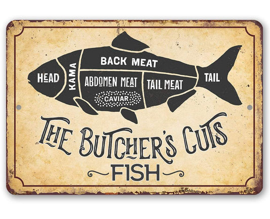 The Butcher's Cut FISH - Metal Sign | Lone Star Art.