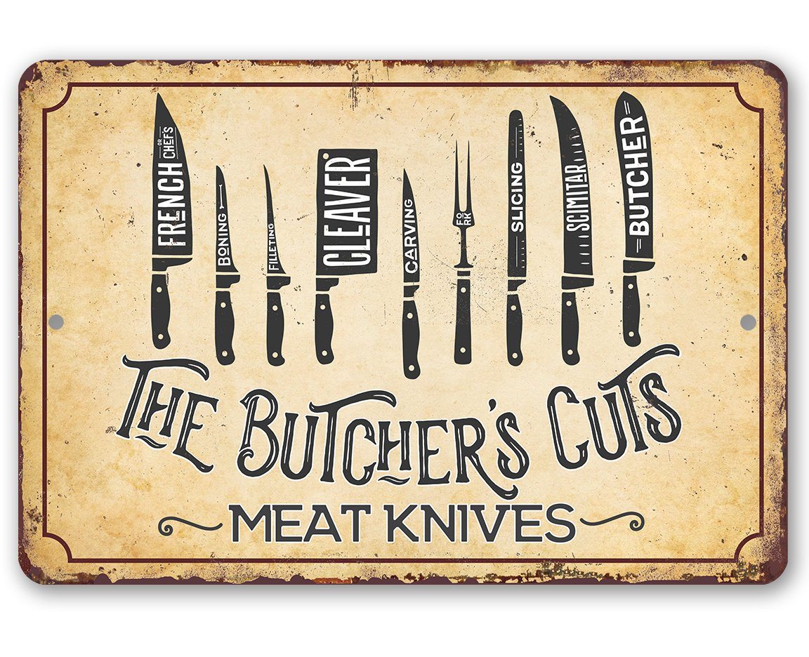 The Butcher's Cut KNIVES - Metal Sign | Lone Star Art.